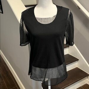 Roberto Collina Quality Italian Brand 2 piece Black sheer Top. Lg